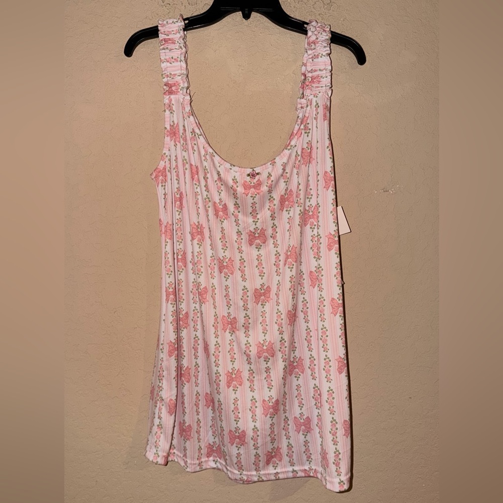 SHABBY CHIC Pink Floral Bow Ruffle Strap Nightgown- BNWT - Picture 2 of 10